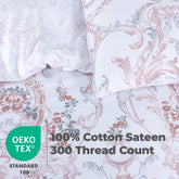 100% Cotton Sateen Printed Duvet Cover Set - 300 Thread Count Luxury Bedding - Ultra Soft & Breathable - 14121